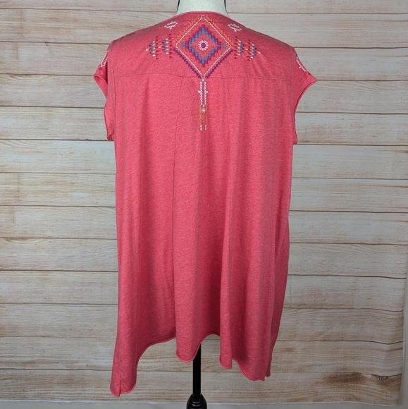 Johnny Was Size Medium M Boho Embroidered Tunic Top Corral Boxy Oversized - Picture 11 of 12